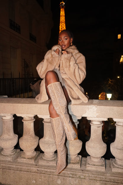 BOTTES À STRASS EMILIA - TAUPE