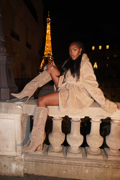 BOTTES À STRASS EMILIA - TAUPE