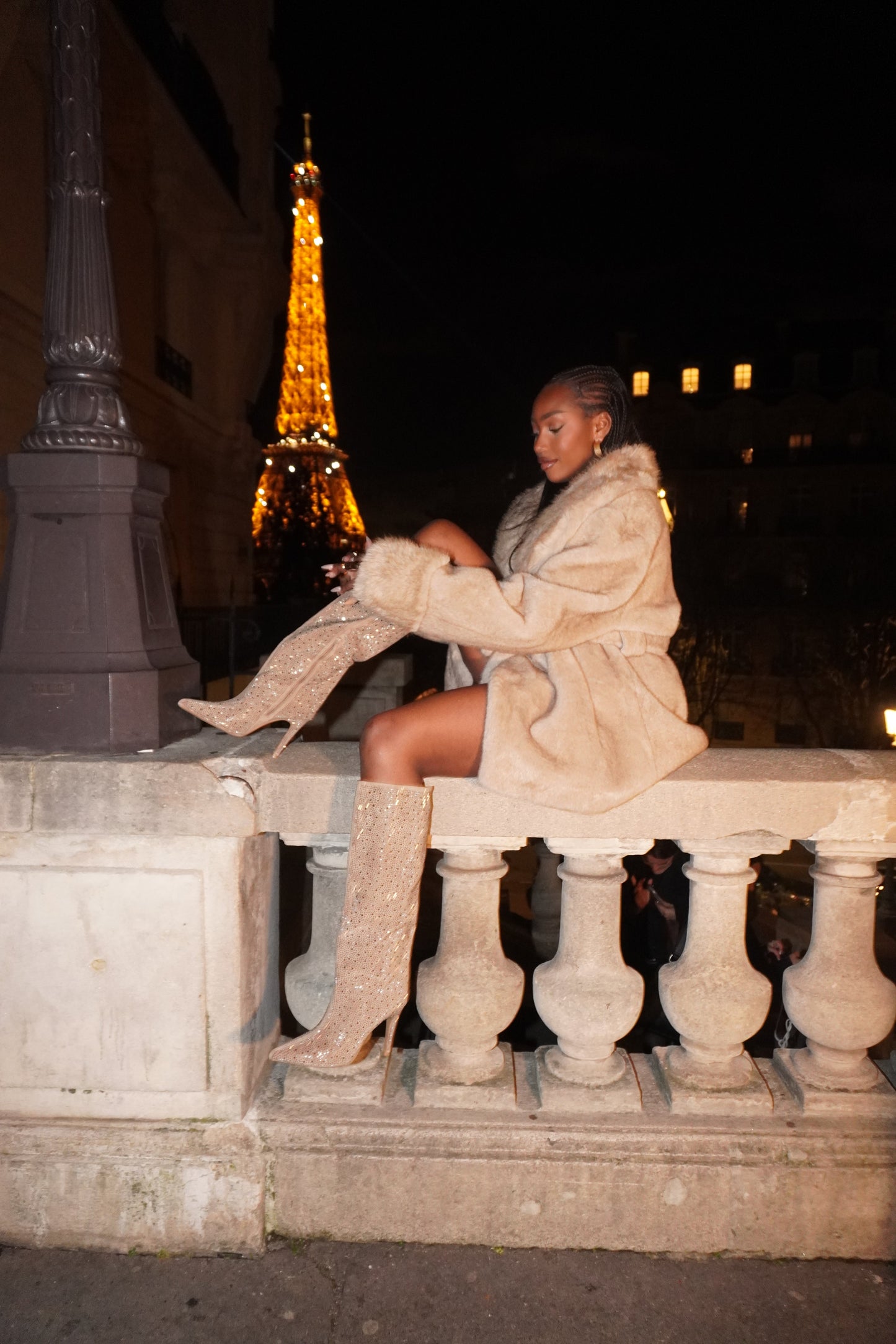 BOTTES À STRASS EMILIA - TAUPE