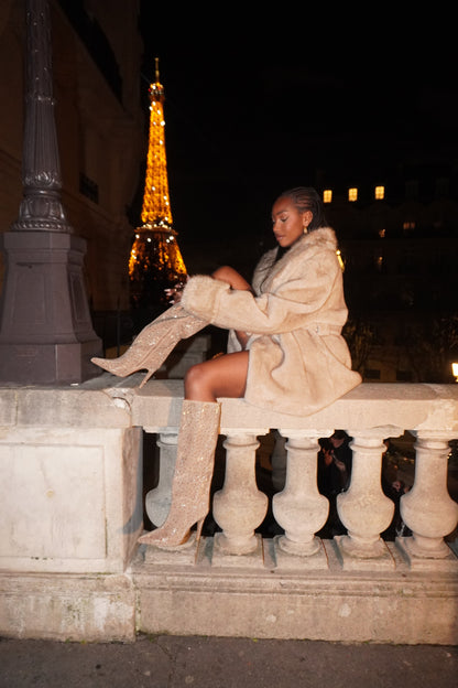 BOTTES À STRASS EMILIA - TAUPE