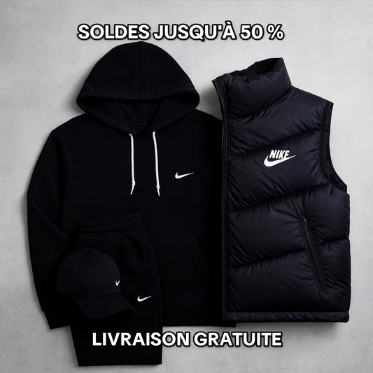 Tenue complète Nike : sweat, bonnet, pantalon et veste.
