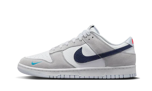 Nike Dunk Low Scarpe: White Grey Navy Aqua Mini Swoosh